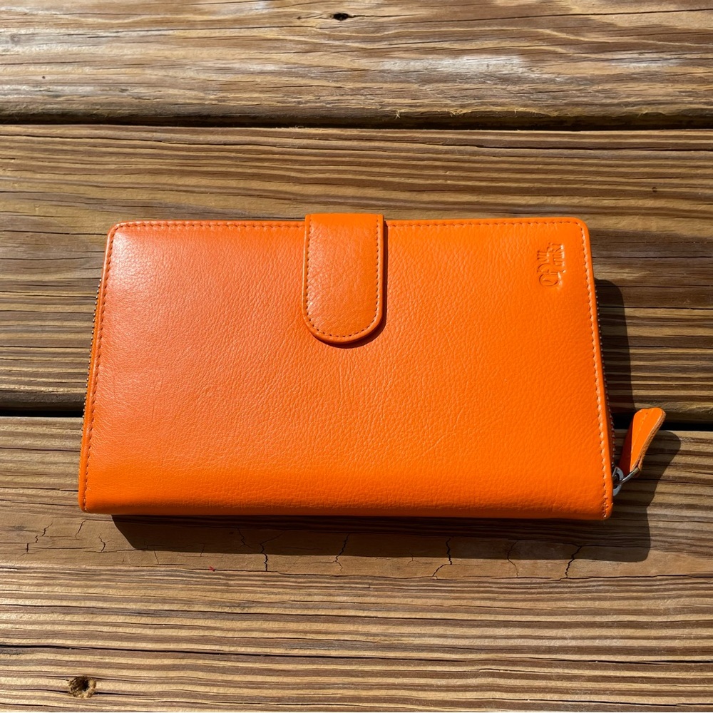 Mou Meraki Orange Floral Wallet and Dust Bag